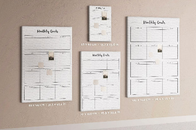 Quadro de cortiça Metas mensais