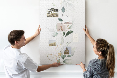 Lousa de cortiça Folhas de brotos de plantas