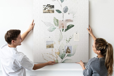 Lousa de cortiça Folhas de brotos de plantas