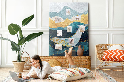 Painel de cortiça para parede Baleia de mármore