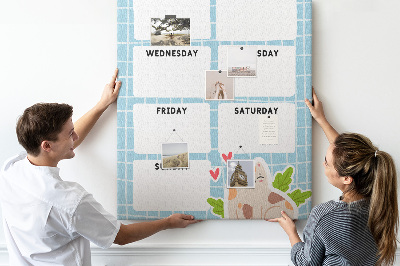 Lousa de cortiça Planejador semanal