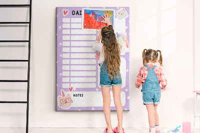 Painel de cortiça para parede Planejador diário