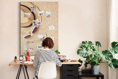 Painel de cortiça para parede Viagem de férias na areia