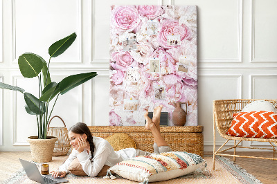 Lousa de cortiça Flores rosas