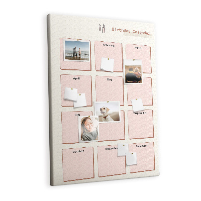 Painel de cortiça para parede Calendário de aniversário