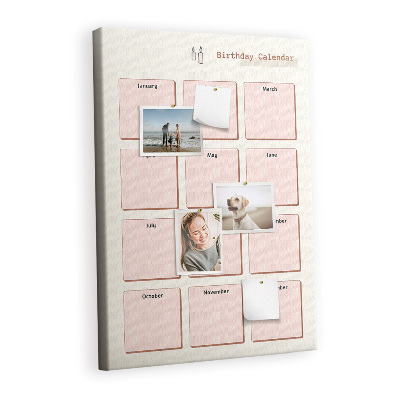 Painel de cortiça para parede Calendário de aniversário