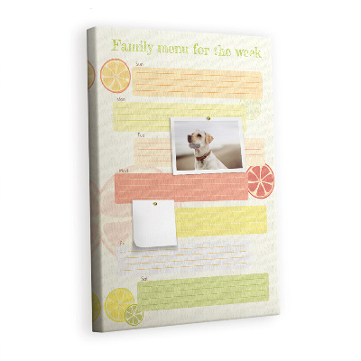 Lousa de cortiça Planejador de cardápio