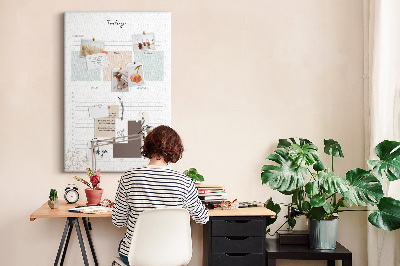 Painel de cortiça para parede Planejador de hoje