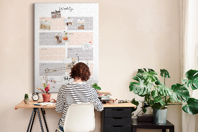 Quadro de cortiça Planejador semanal