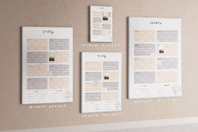 Quadro de cortiça Planejador semanal