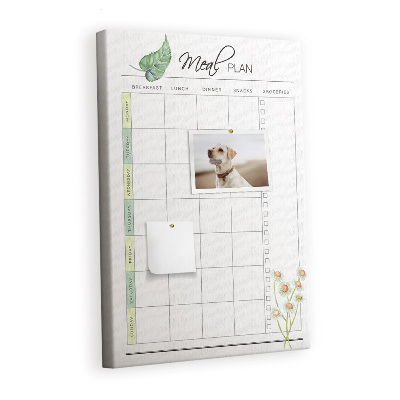 Lousa de cortiça Plano de refeições