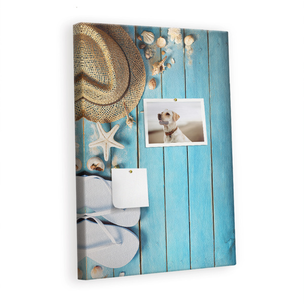 Painel de cortiça para parede Chapéu e chinelos