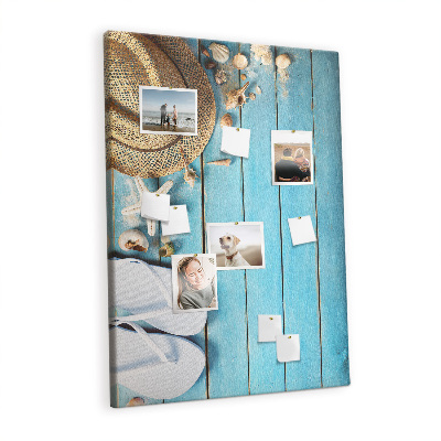 Painel de cortiça para parede Chapéu e chinelos