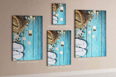 Painel de cortiça para parede Chapéu e chinelos