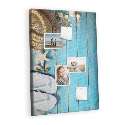 Painel de cortiça para parede Chapéu e chinelos