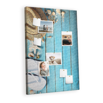 Painel de cortiça para parede Chapéu e chinelos