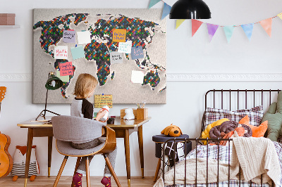 Painel em cortiça Mapa abstrato