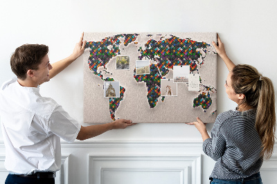 Painel em cortiça Mapa abstrato