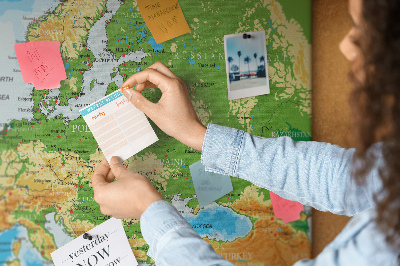 Quadro em cortiça Mapa-múndi com legendas