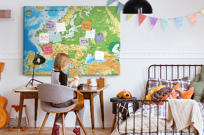 Quadro em cortiça Mapa-múndi com legendas