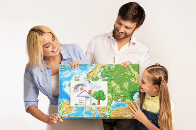 Quadro em cortiça Mapa-múndi com legendas