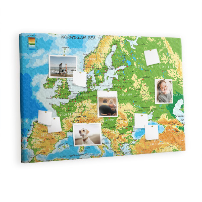 Quadro em cortiça Mapa-múndi com legendas