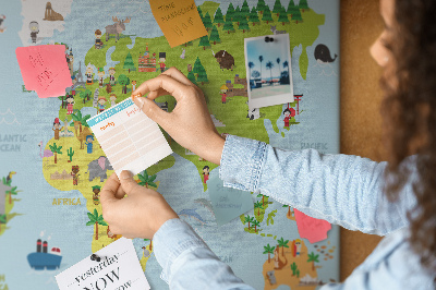 Painel em cortiça Mapa de nacionalidades