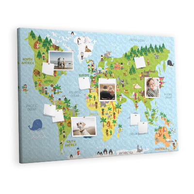 Painel em cortiça Mapa de nacionalidades