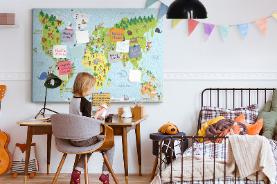 Painel em cortiça Mapa de nacionalidades