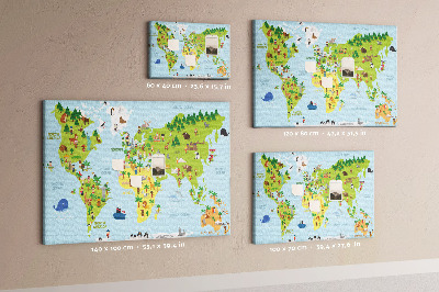 Painel em cortiça Mapa de nacionalidades