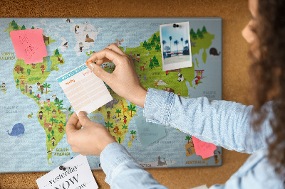 Painel em cortiça Mapa de nacionalidades