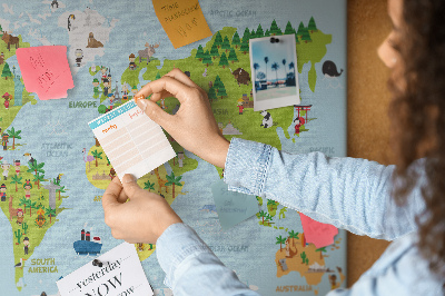 Painel em cortiça Mapa de nacionalidades