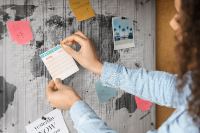 Quadro em cortiça Mapa-múndi em madeira