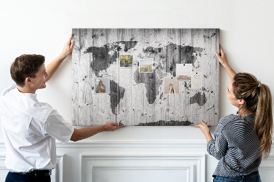Quadro em cortiça Mapa-múndi em madeira