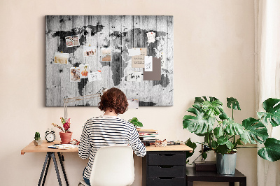 Quadro em cortiça Mapa-múndi em madeira