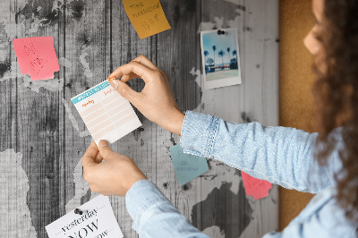 Quadro em cortiça Mapa-múndi em madeira