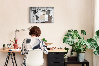 Quadro em cortiça Mapa-múndi em madeira