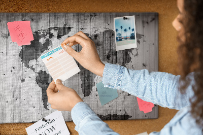 Quadro em cortiça Mapa-múndi em madeira