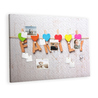 Painel em cortiça A família da inscrição