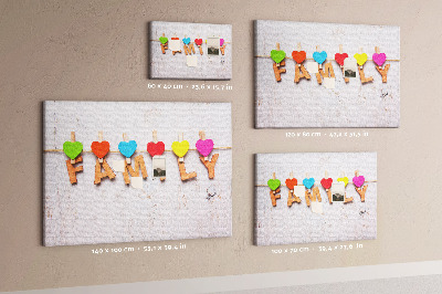 Painel em cortiça A família da inscrição