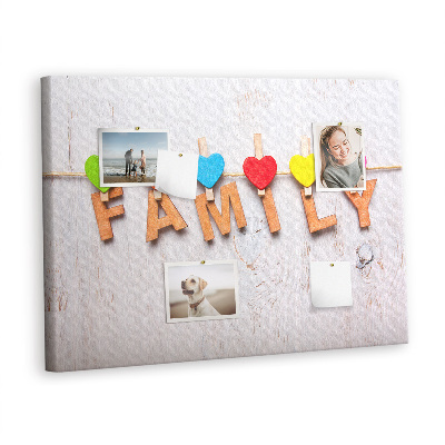 Painel em cortiça A família da inscrição