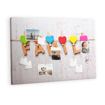 Painel em cortiça A família da inscrição