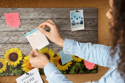 Quadro de aviso de cortiça Girassóis