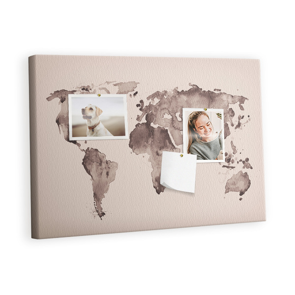 Quadro em cortiça Mapa-múndi em aquarela