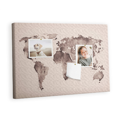Quadro em cortiça Mapa-múndi em aquarela