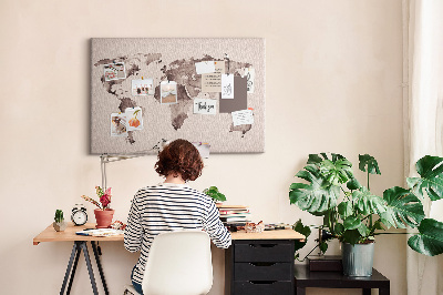 Quadro em cortiça Mapa-múndi em aquarela