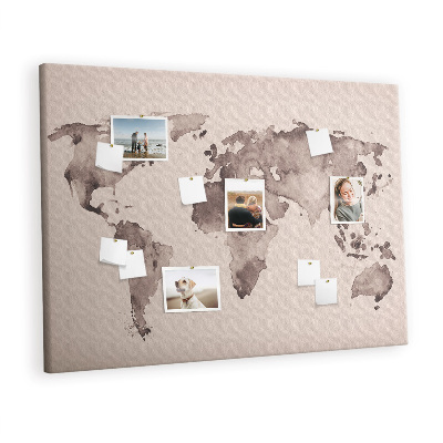 Quadro em cortiça Mapa-múndi em aquarela