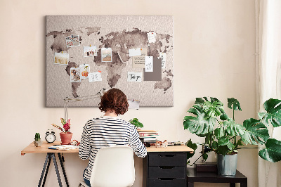 Quadro em cortiça Mapa-múndi em aquarela