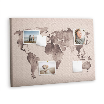 Quadro em cortiça Mapa-múndi em aquarela