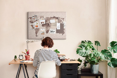 Quadro em cortiça Mapa-múndi em aquarela